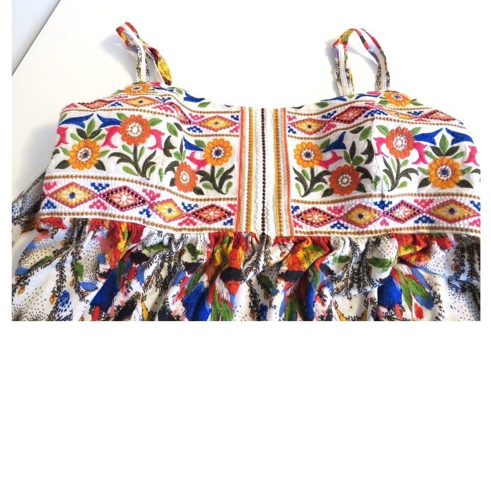 One September Embroidered Boho Tank Top Floral Sequin Rayon Medium - Picture 3 of 12
